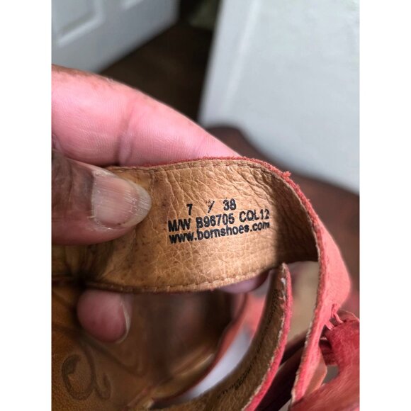 Born Coral Leather Wedge Sandals Adjustable Buckle & Cork Heel Women Size 7 - Picture 10 of 10